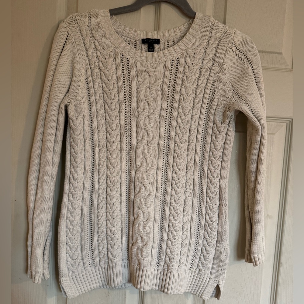 Talbots Women's Ivory Cable Knit Sweater - Picture 2 of 4